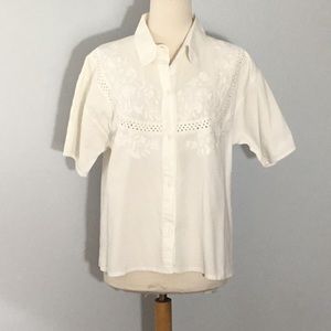 El Interior Mexican Hand Embroidered Top, sz L